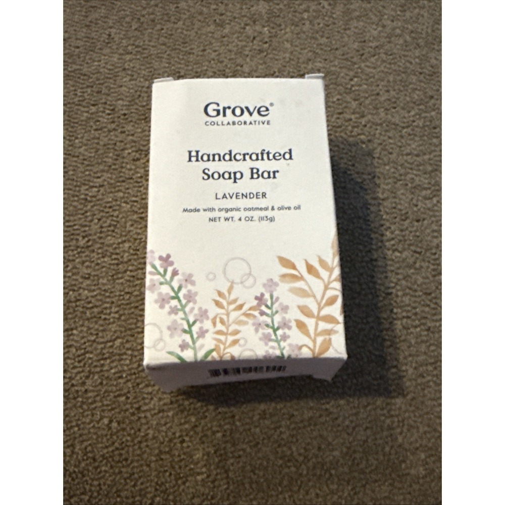 GROVE CO Handcrafted Soap Bar Lavender Organic Oatmeal + Olive Oil 4 Oz (TD)